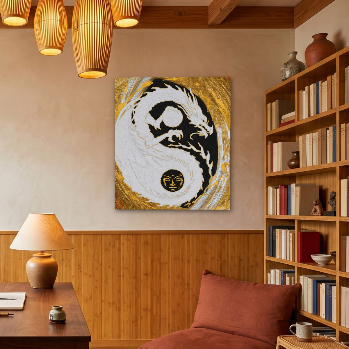 Dragon Golden Yin - Luxury Wall Art