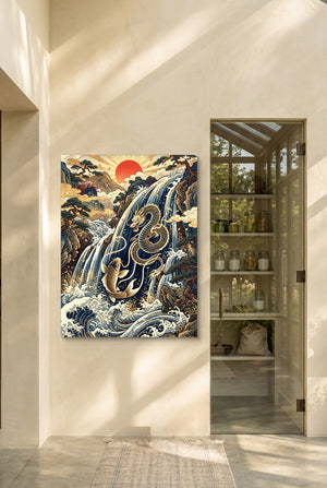Dragon Koi Ascent — dragon koi ascent p interior room with doorway 1port flush print