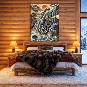 Dragon Koi Ascent — dragon koi ascent sq cozy cabin 1port flush print