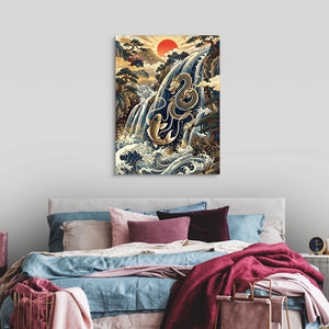 Dragon Koi Ascent — dragon koi ascent sq luxury bedroom 1port flush print