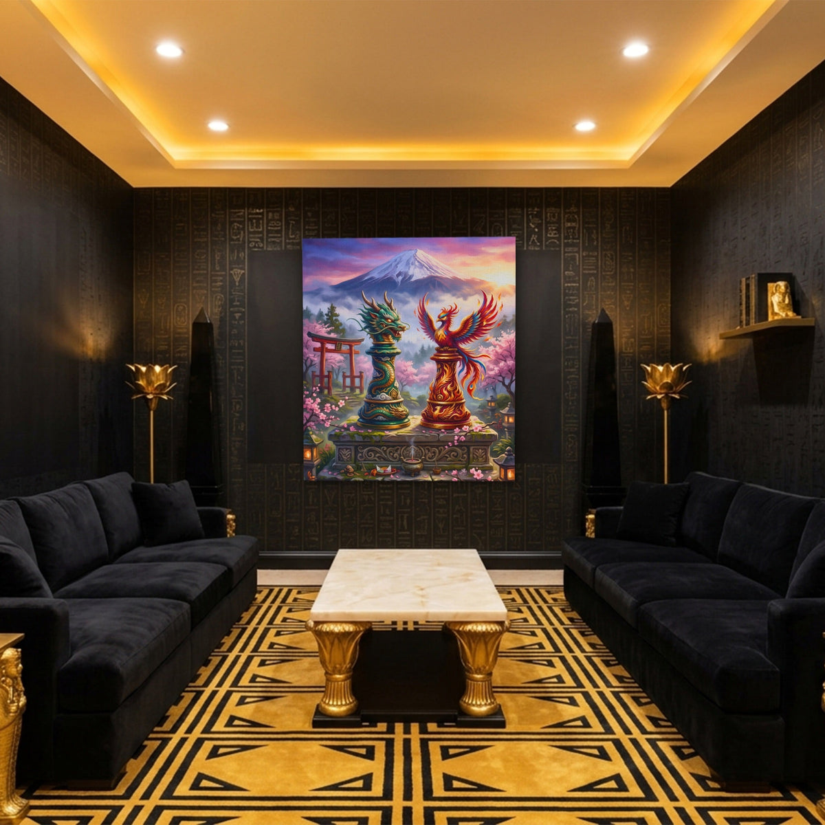 Dragon Phoenix Duel - Luxury Wall Art