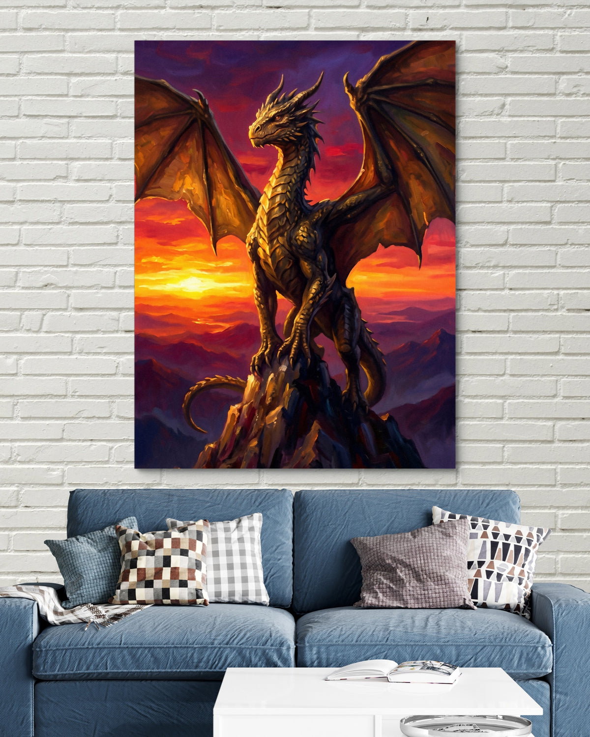 Dragon Summit Watch — dragon summit watch psd white bricks blue couch 1port flush print