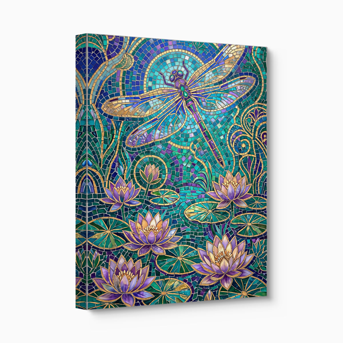 Dragonfly Golden Mosaic — dragonfly golden mosaic angled flush print