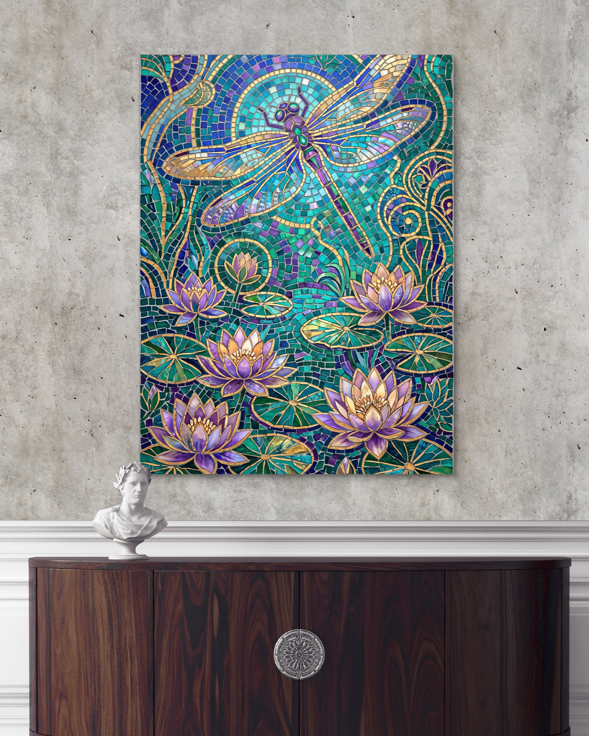Dragonfly Golden Mosaic — dragonfly golden mosaic psd light cement dark console 1port flush print