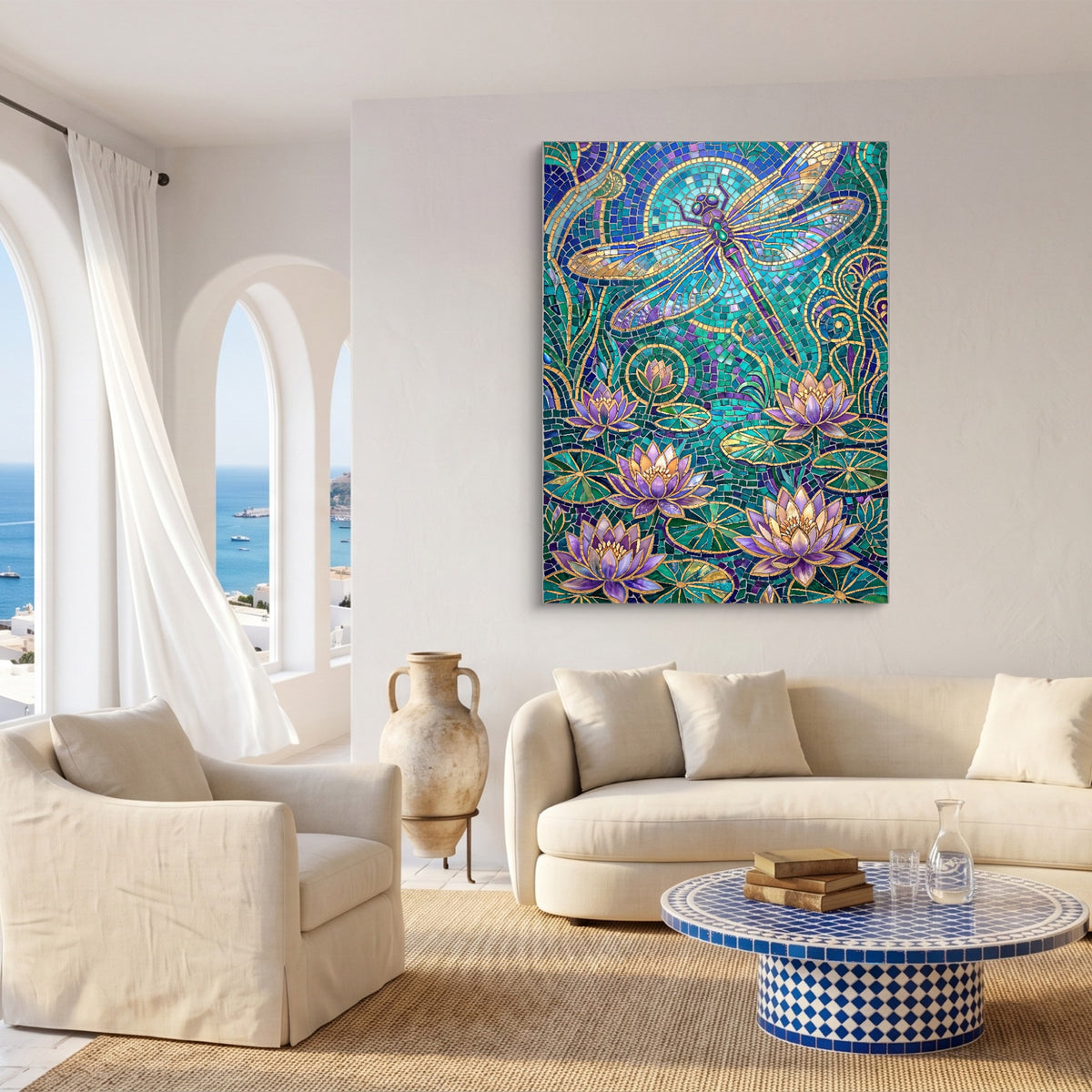 Dragonfly Golden Mosaic — dragonfly golden mosaic sq coast living room 1port flush print