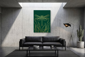 Dragonfly Golden Reeds — dragonfly golden reeds modern minimalist living room 1port flush print