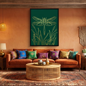 Dragonfly Golden Reeds — dragonfly golden reeds sq az aesthetic 1port framed black