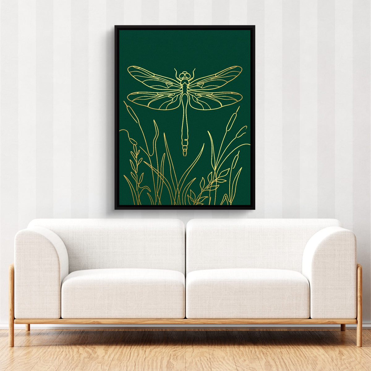 Dragonfly Golden Reeds — dragonfly golden reeds sq cute couch cbrown couch 1port framed black