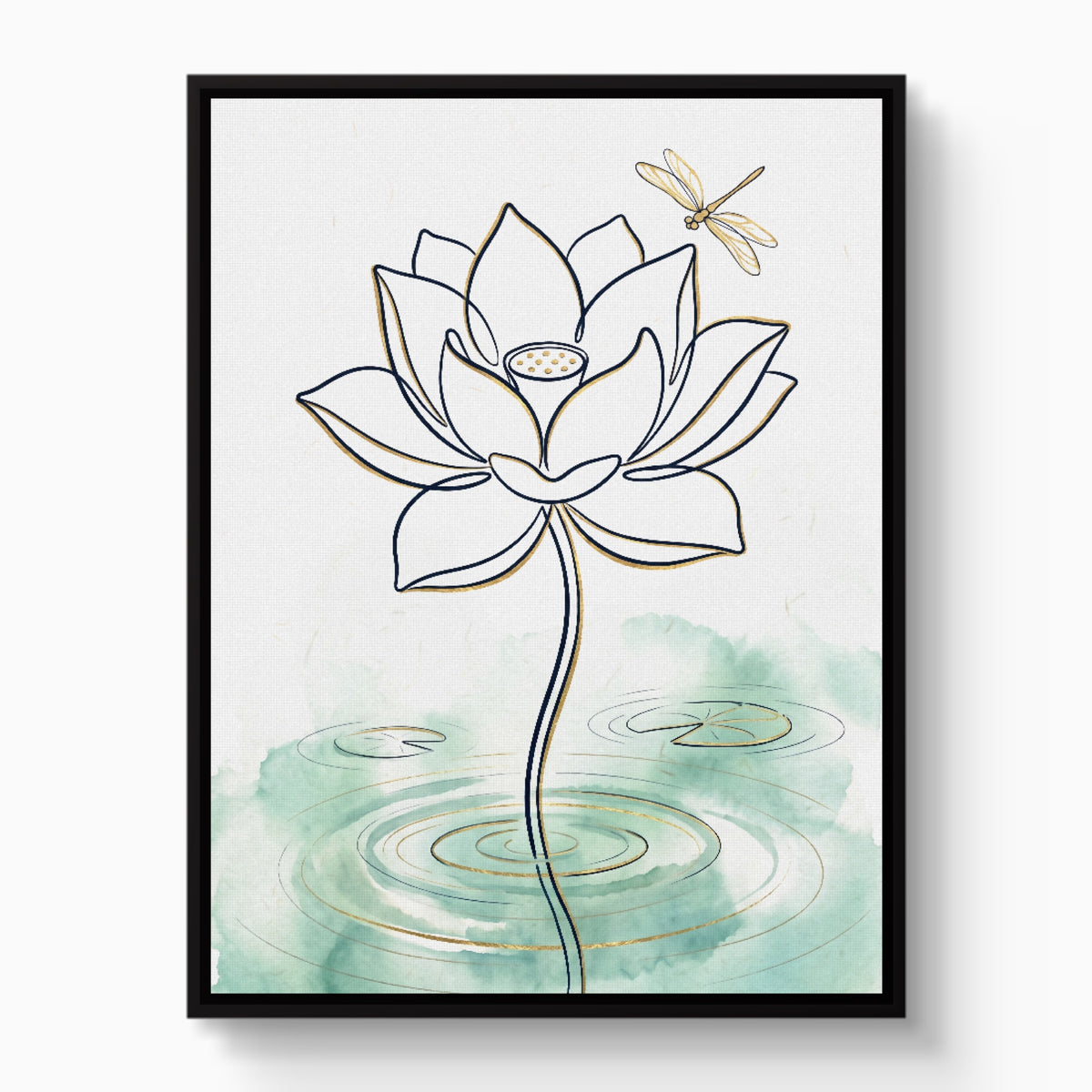 Dragonfly Lotus Water — dragonfly lotus water white studio framed black