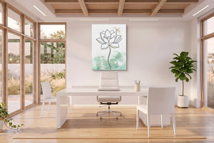 Dragonfly Lotus Water — dragonfly lotus water office space with desk 3 1port flush print