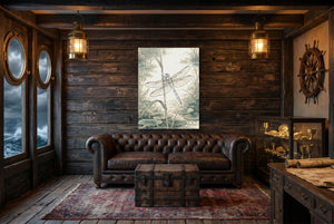 Dragonfly Pond Serene — dragonfly pond serene small cabin interior view 1port flush print