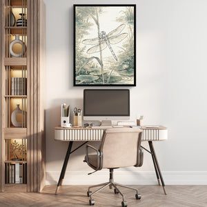 Dragonfly Pond Serene — dragonfly pond serene sq beige office 1port framed black