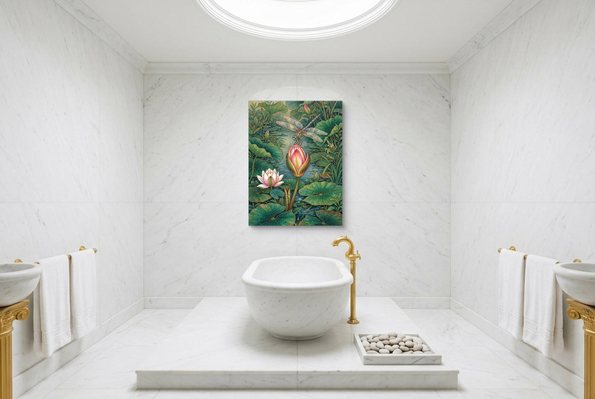 Dragonfly Water Lily — dragonfly water lily luxury bathroom interior 2 1port flush print