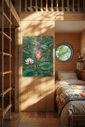 Dragonfly Water Lily — dragonfly water lily p bedroom with loft area 1port flush print