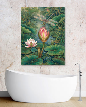 Dragonfly Water Lily — dragonfly water lily psd granite bathroom 1port flush print