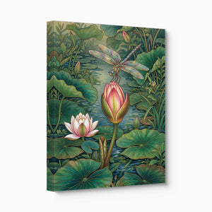 Dragonfly Water Lily — dragonfly water lily angled flush print