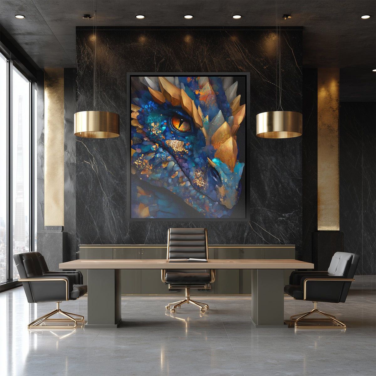 Dragon's Copper Contemplation - Luxury Wall Art