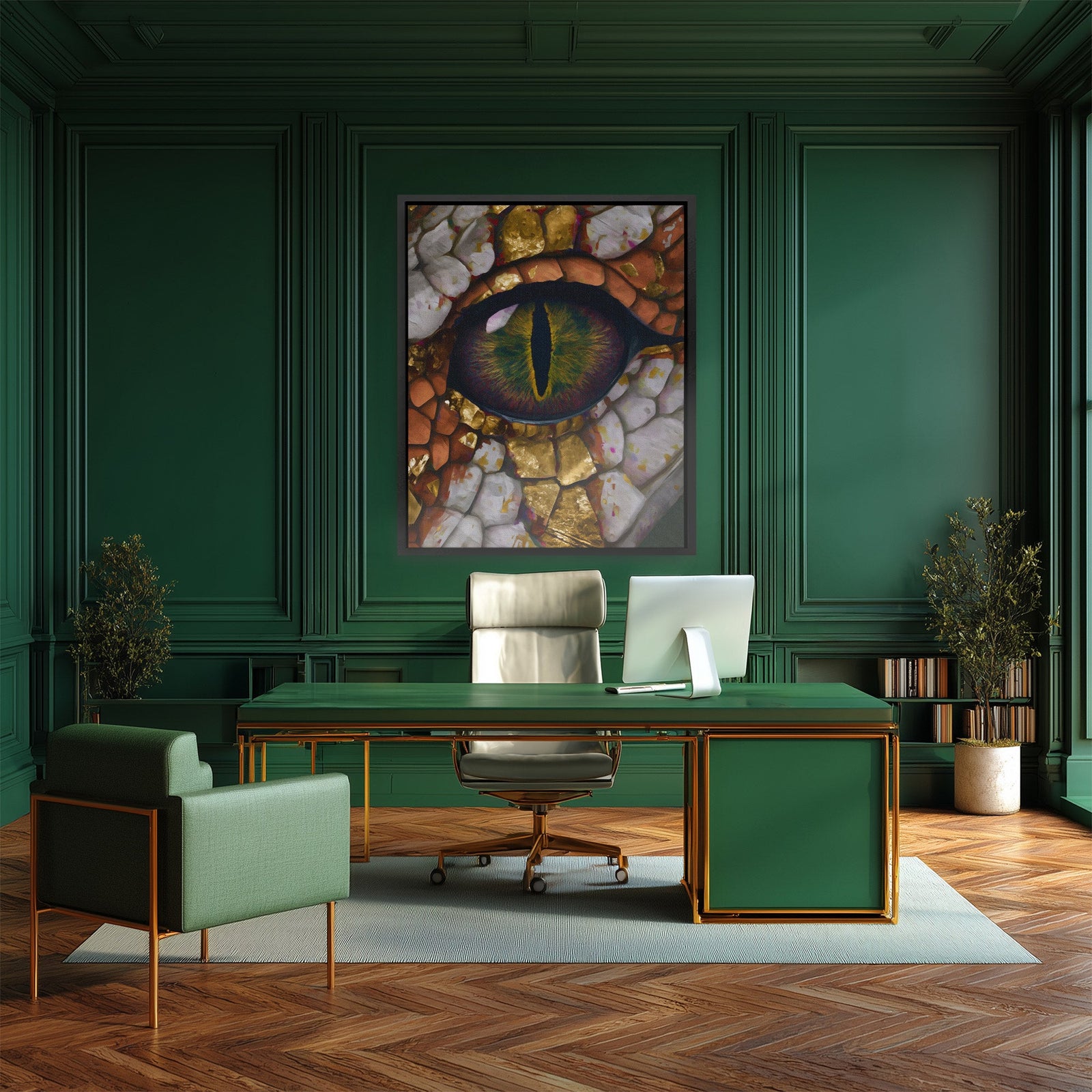 Dragon's Gilded Iris - Luxury Wall Art