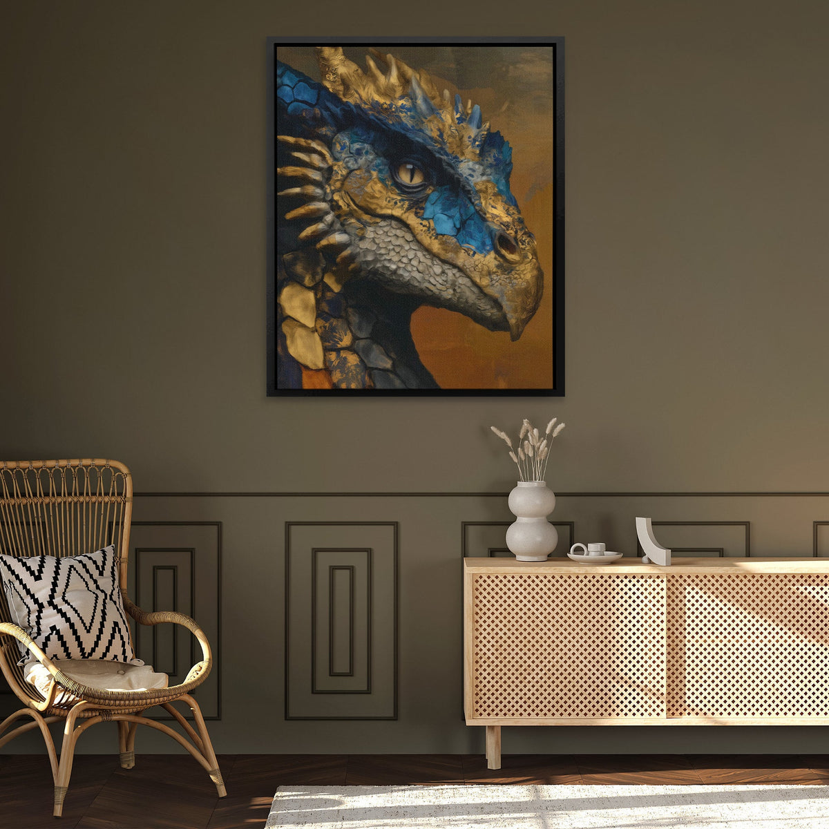 Dragon's Sapphire Crown - Luxury Wall Art