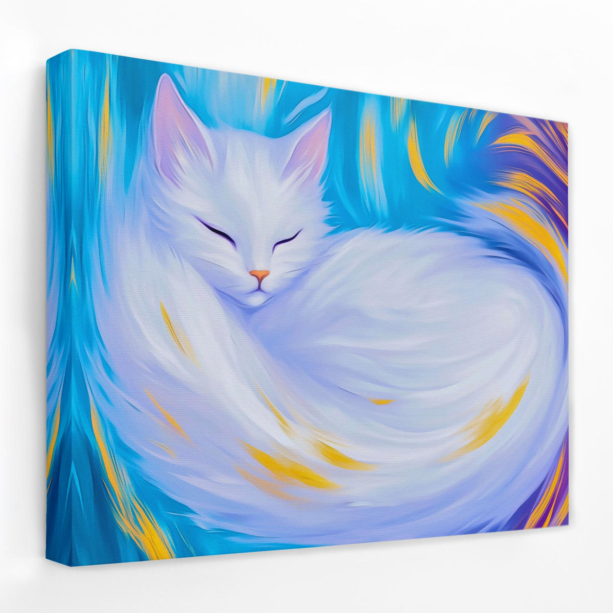Dreaming White Cat - Luxury Wall Art
