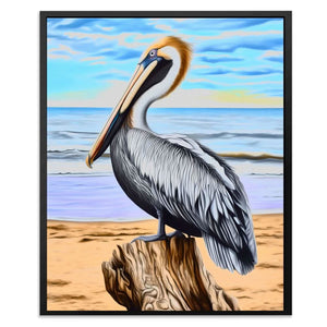 Driftwood Pelican Perch - Beach Art for Bathroom