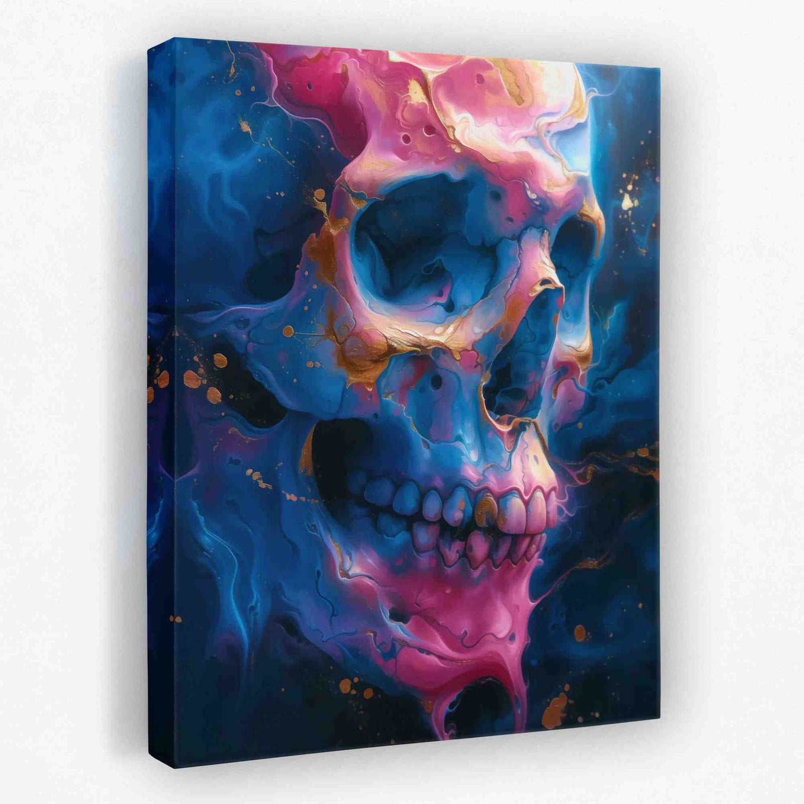 Dripping Demise - Blue and Gold Canvas Wall Art