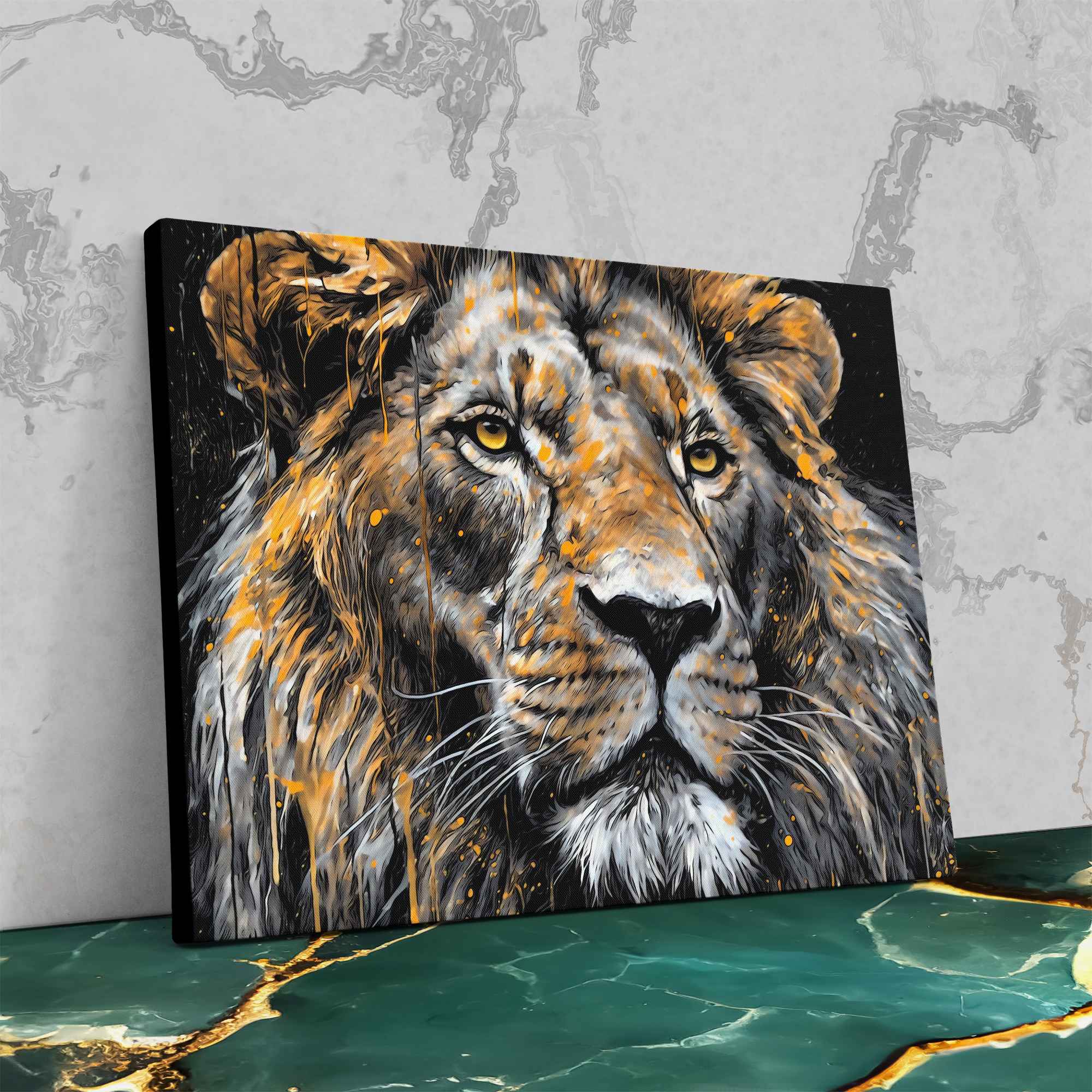 Dripping Gold Lion - Luxury Wall Art