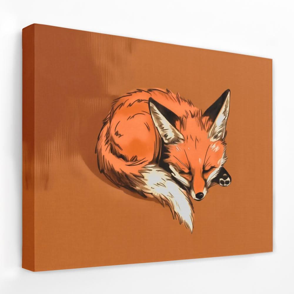 Drowsy Fox - Animals Canvas Wall Art