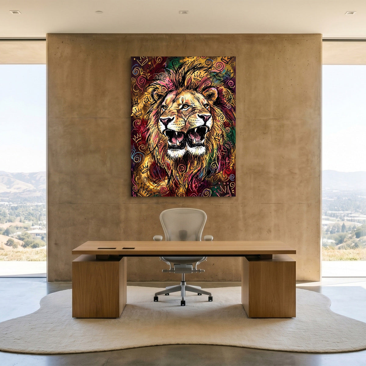 Dual Lion Fury - Luxury Wall Art