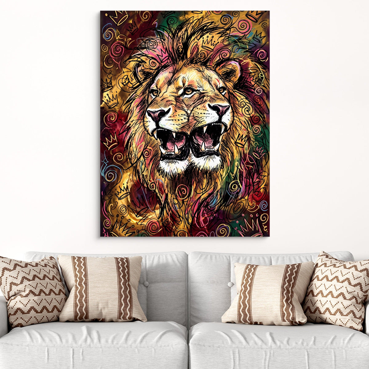 Dual Lion Fury - Luxury Wall Art