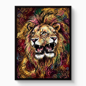 Dual Lion Fury — dual lion fury white studio framed black