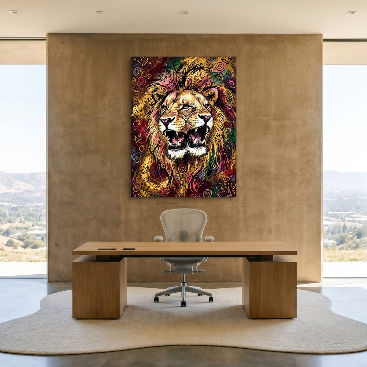 Dual Lion Fury — dual lion fury sq minimalist lux office 1port flush print