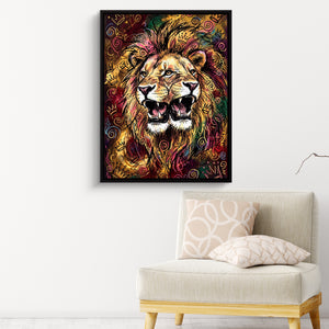 Dual Lion Fury — dual lion fury sq pink chair wall 1port framed black