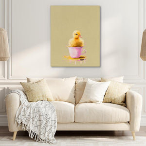 Duckling In Pink Cup - Luxury Wall Art