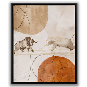 a painting of a bull and a rhino running