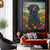 a painting of a dog in a living room