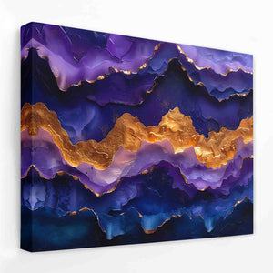 a painting of a purple and gold mountain range