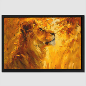 a painting of a lion on a wall