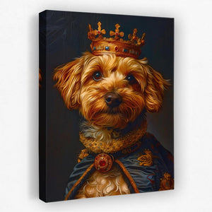 a painting of a dog wearing a crown