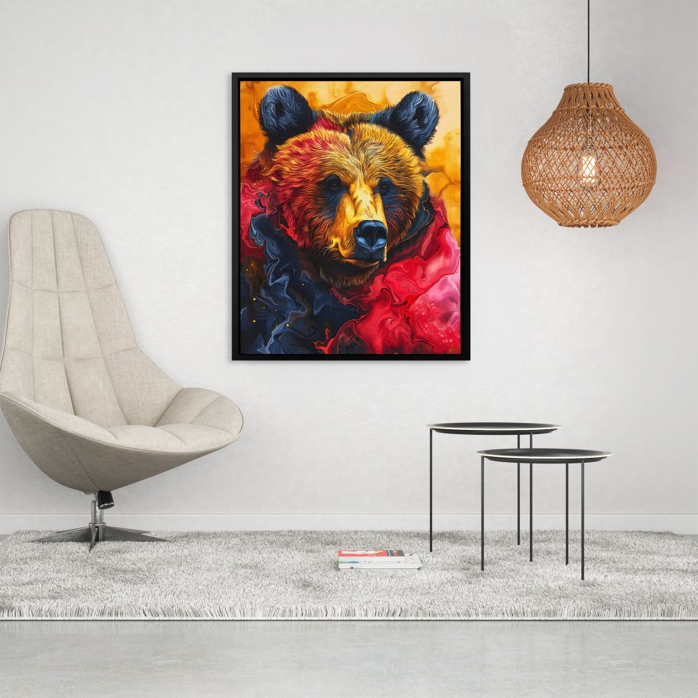 a painting of a bear wearing a scarf