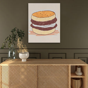 a painting of a hamburger on a wall