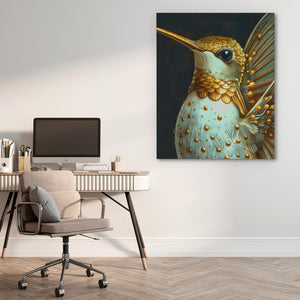 a painting of a hummingbird sitting on a desk