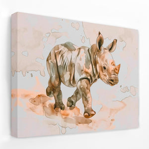 a painting of a baby rhino on a wall