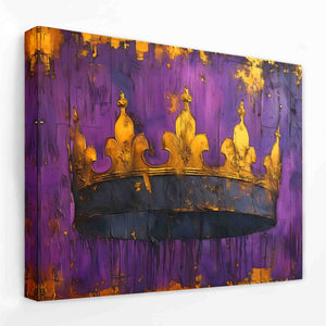 a painting of a crown on a purple background