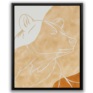 a painting of a dog with a brown background