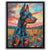 a painting of a doberman in a field of poppies