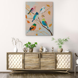 Birds in Wonderland: Colorful Bird Canvas Art - Luxury Wall Art 