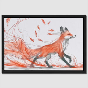 a picture of a red fox running through a field