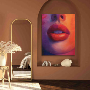 a painting of a woman's lips on a wall