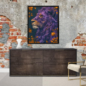 a painting of a lion on a brick wall